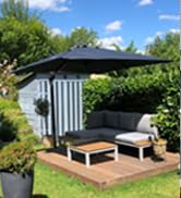 PURPLE LEAF Sonnenschirm 250 x 250 cm Groß Ampelschirm mit Kurbel 360-Grad Drehbar mit Fußpedal und Kreuzsockel für Terrasse, Balkon Sonnenschutz, Grau