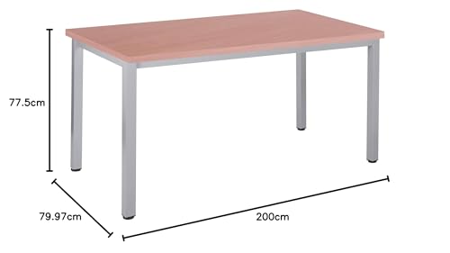 Bürotisch Schreibtisch Besprechungstisch graues Tischgestell quadratische Beine | PC-Tisch Arbeitstisch Konferenztisch Computertisch Homeoffice-Tisch Businesstisch, Buche 200x80x77,5cm