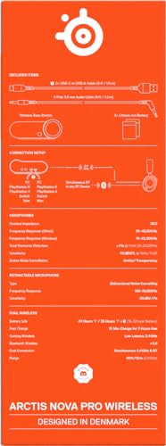 SteelSeries Arctis Nova Pro Wireless - Multi-System Gaming-Headset – Hi-Fi-Treiber – Active Noise Cancellation – Infinity Power System – PC, PS5, PS4, Switch, Smartphone