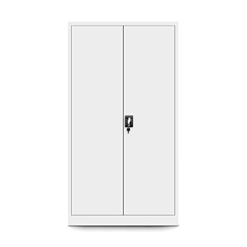 Jan Nowak by Domator24 Aktenschrank mit Geheimfach C001D Metallschrank Büroschrank Stahlblech Pulverbeschichtung 185 cm x 90 cm x 45 cm (Weiß)