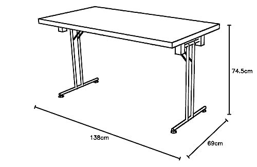 Bümö Klapptisch Buche 138 x 69 cm klappbar & stapelbar, klappbarer Schreibtisch, Klappschreibtisch, Tisch klappbar, Klappbarer Tisch, Klapptisch Holz-Platte, Gestell stabil aus Metall verchromt