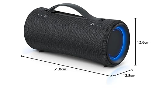 Sony SRS-XG300 - Tragbarer kabelloser Bluetooth-Lautsprecher mit starkem Partysound und Beleuchtung - wasserdicht, 25 Stunden Akkulaufzeit, Smartphone und Schnellladefunktion - Schwarz