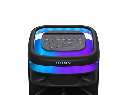 Sony ULT Tower 10 - Ultimativer Bluetooth-Party-Lautsprecher mit ULT Power Sound, ultimativem Deep BASS, X-Balanced-Lautsprechern, 360 LED, Party-Funktionen, drahtlosem Mikrofon, rollbar - Schwarz