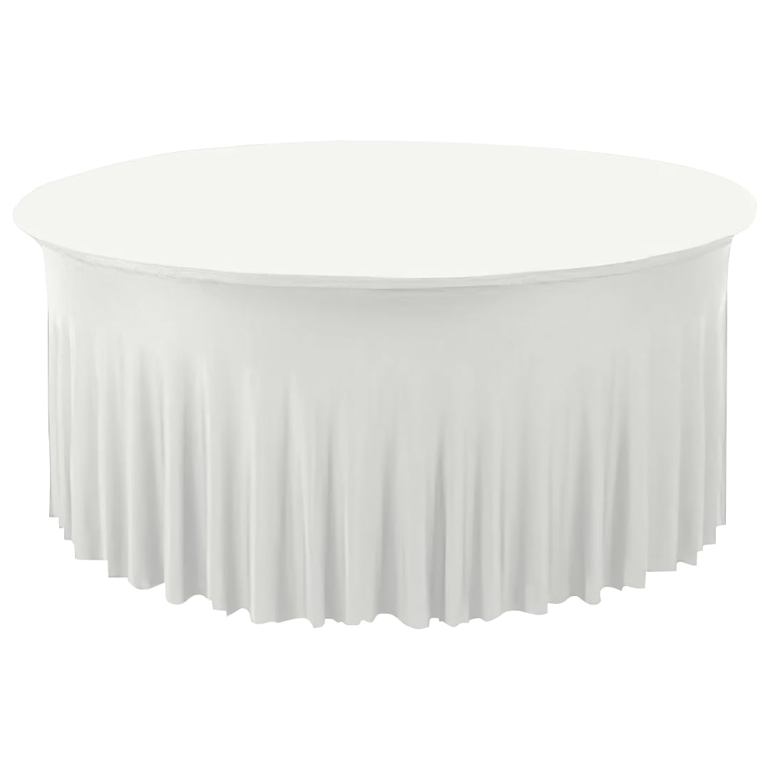 Gastro Uzal Deluxe Tischhusse Bankett Tischhussen Stretchhusse Husse Hussen Biertischhusse Bierzeltgarnitur für Hochzeit Event weiß 180 rund cm, Banketttischhussen
