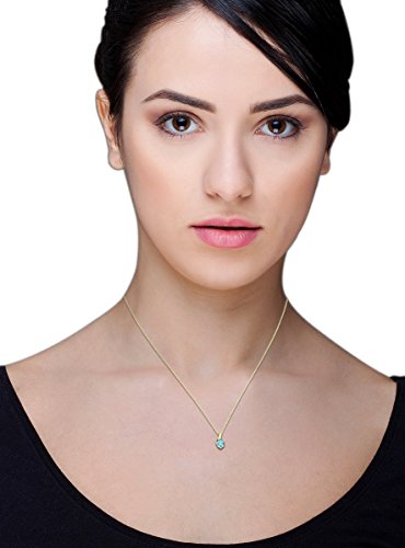 MIORE – Gold Kette Damen mit 0.8 Ct Topas in Tropfen-Form – filigrane Halskette aus 9 Karat Gelbgold (375) mit blauem Edelstein Anhänger – Goldkette mit Schmuckbox zum Verschenken (45 cm)
