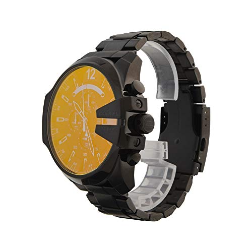 Diesel Herrenuhr Mega Chief, Chronographenwerk, 59 mm, schwarzes Edelstahlgehäuse mit Edelstahlarmband, DZ4318