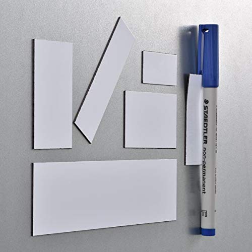 Magnetschild Magnetetiketten Magnetstreifen - Magnet Etikett inkl. Gratis Stift - für Lagerbeschriftung Kennzeichnung, Magnettafeln, Magnetband, Größe:60 x 20 mm, Menge:25 Stück