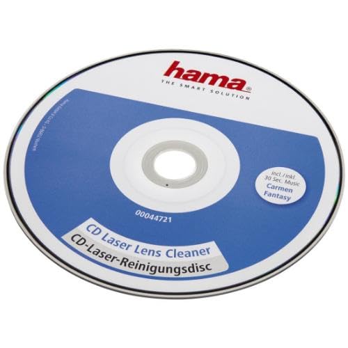 Hama Reinigungs-CD für CD-Player (Laser Reinigung, Reinigungs CD für CD Player mit Laufwerkschublade, Reinigungsdisc, Reinigungscd, Trockenreinigung Laseroptik), silber
