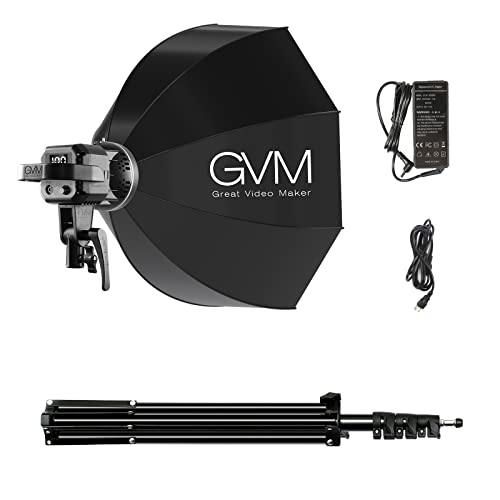 GVM LED Videoleuchte mit Softbox, 80W Bowens Studiolicht mit Stativ, 5600K Tageslicht LED Fotografie