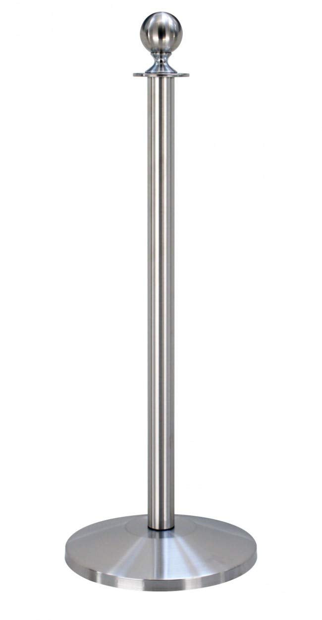 2-Stück-Set FLEXIBARRIER Personenleitsystem Absperrung mit Kordel -Basic- (Silber) Kordelständer/Absperrständer (2X Pfosten + 1x Rot Kordel)