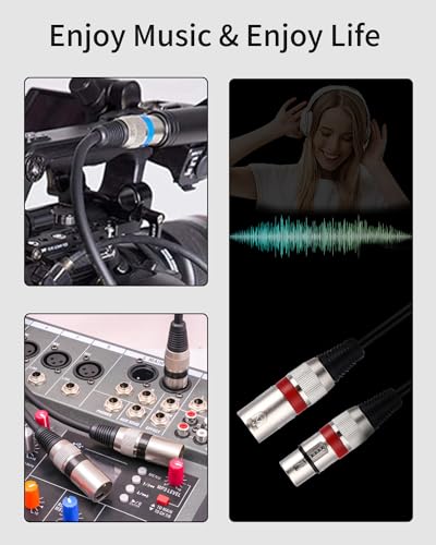 6 Stück XLR Kabel Premium Symmetrisches XLR Mikrofonkabel, Pin DMX Microphone Signal Cable Connectio