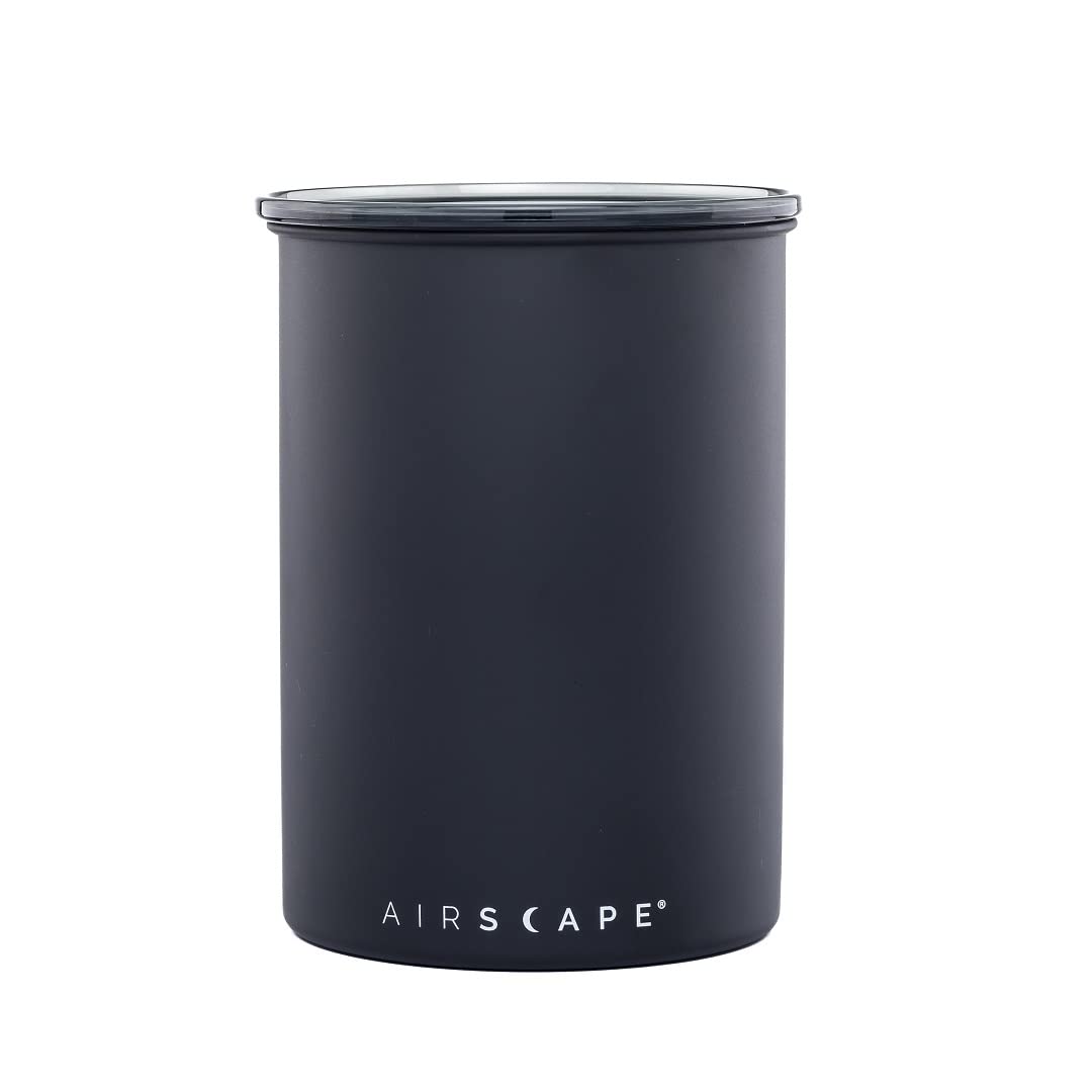 Airscape Kaffeebehälter aus Edelstahl – Vorratsbehälter für Lebensmittel – Patentierter luftdichter Deckel – Erhaltung der Lebensmittelfrische durch überschüssige Luft (Medium, Mattschwarz)