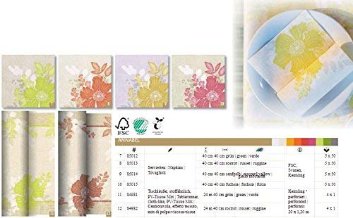 Papstar Tischläufer / Tischtuchrolle grün "Annabel" (1 Stück) aus der "Royal Collection", 24 x 0.4 m, perforiert à 1.2 m, stoffähnliche Prägung, PV-Tissue Mix, reißfest, #84981