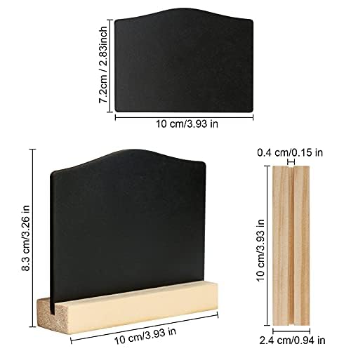 DONQL 12Stück Mini Kreidetafel mit Ständer, Kleine Tafel Holzschilder zum Beschriften, Mini Tafel Set,Tischkarten Preisschilder Platzkarten Kreidetafel Aufsteller für Hochzeit,Geburtstag usw. (Wellig)