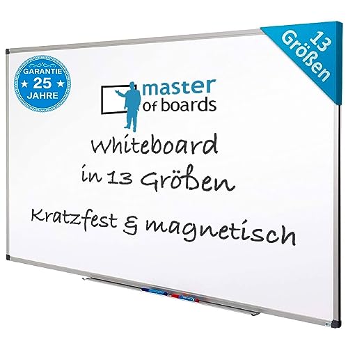 MOB Magnetisches Whiteboard 110x80cm mit Alurahmen und abnehmbare Stiftablage für Büro, Heim und Schule, Magnettafel kratzfest und trocken abwischbar | Magentboard in Hoch- oder Querformat