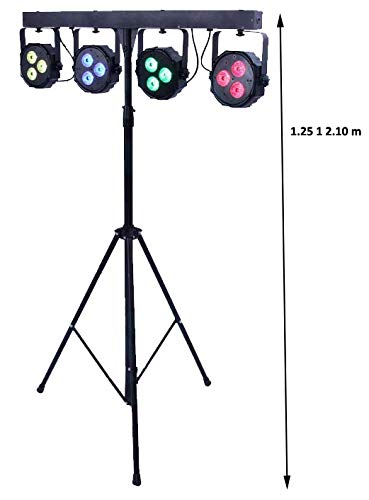 E-Lektron POWER-BAR 4-Fach LED Strahler Lichteffekt DMX inkl. Stativ/Tragetaschen/Fuß-Fernbedienung