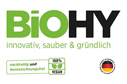 BiOHY Reinigungsmittel für Saugwischer mit Frischeduft (9 x 1 Liter) + Dosierer | 1:200 Konzentrat für alle Nass-Trockensauger | ideal für Fliesen, PVC, Parkett, Laminat & Teppich | streifenfreier