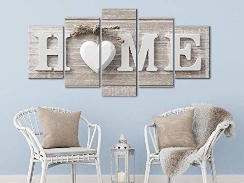 murando - Wandbilder XXL Home 150x75cm 5 tlg - Wand Deko Leinwand Bilder Groß Wanddeko Wohnzimmer Schlafzimmer Kunstdrucke - Bretter Holz m-A-0685-b-m