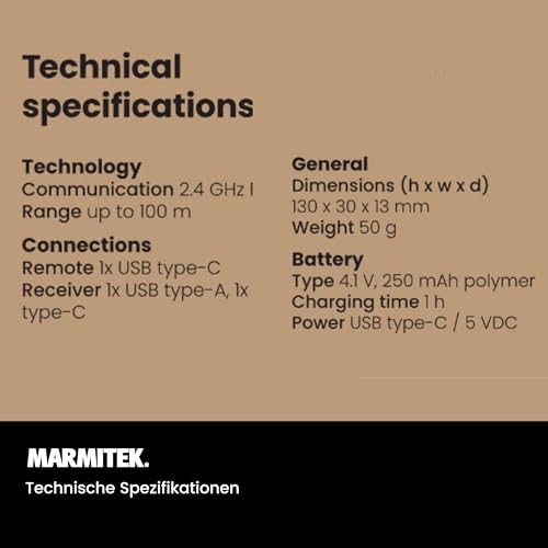 Kabelloser Presenter mit digitalem Laserpointer - Marmitek WPR-400 Präsentationsfernbedienung, Air-M