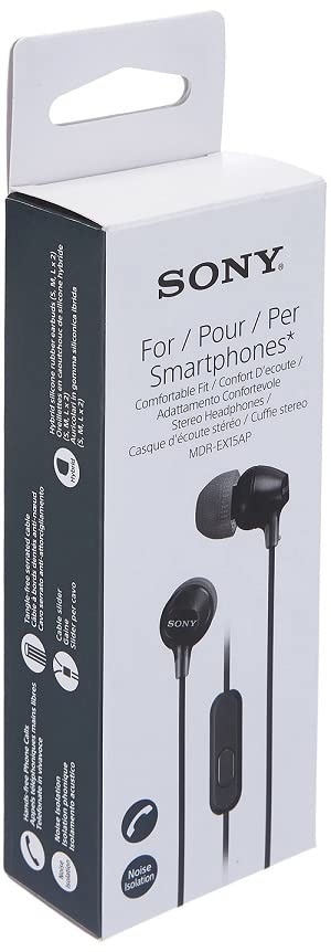 Sony MDR-EX15AP In-Ear-Kopfhörer (mit Headsetfunktion, integriertes Mikrofon) schwarz