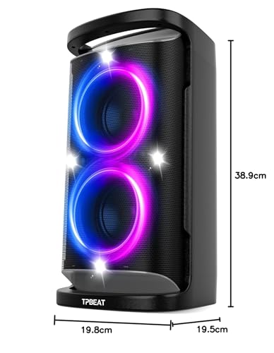 TPBEAT Bluetooth Lautsprecher Groß, Partybox, 160W Powerful, Lauter Sound, Tiefer Bass, Musikbox Bluetooth Groß mit LED-Lichtshow, Schnelles Aufladen,15h Akku, TF, AUX, EQ, für Party, Backyard
