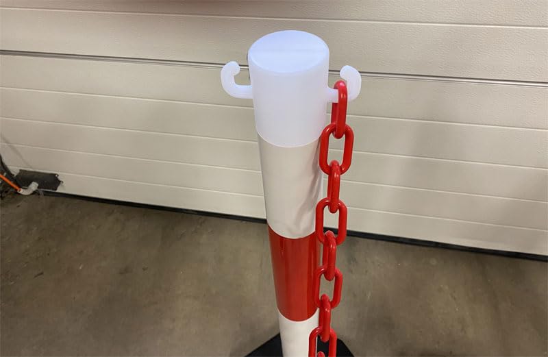 Pfosten & Kette Absperrset -Robust-, 2 Kunststoffpfosten inkl. 5m Kette (Rot/Weiß)