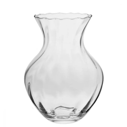 Handgefertigte Glasvase 28 cm – Ausgestellte Vase aus Crystalline Glas, Transparent