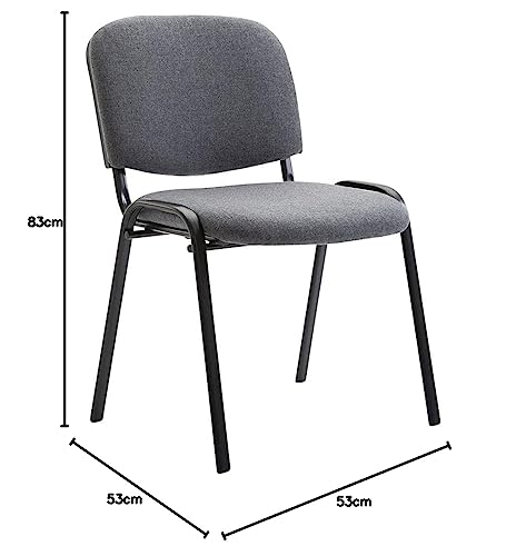 CLP 6er Set Besucherstuhl Ken Stoff I Stapelstuhl Mit Robustem Metallgestell I Polsterstuhl Mit Rückenlehne, Farbe:grau