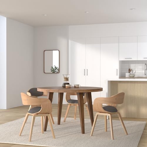 CLP Retrostuhl Kingston mit Stoffbezug und umlaufender Rückenlehne I Pflegeleichter Lehnstuhl mit Polsterung und robustem Holzgestell, Farbe:Natura/hellgrau