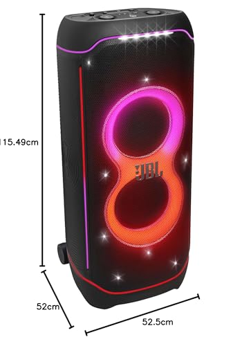 JBL PartyBox Ultimate – Kraftvoller Lautsprecher mit Bluetooth und Wifi – JBL Pro Sound mit Lichteffekten – Wasserfest und mit Rädern zum einfachen Transport – Schwarz