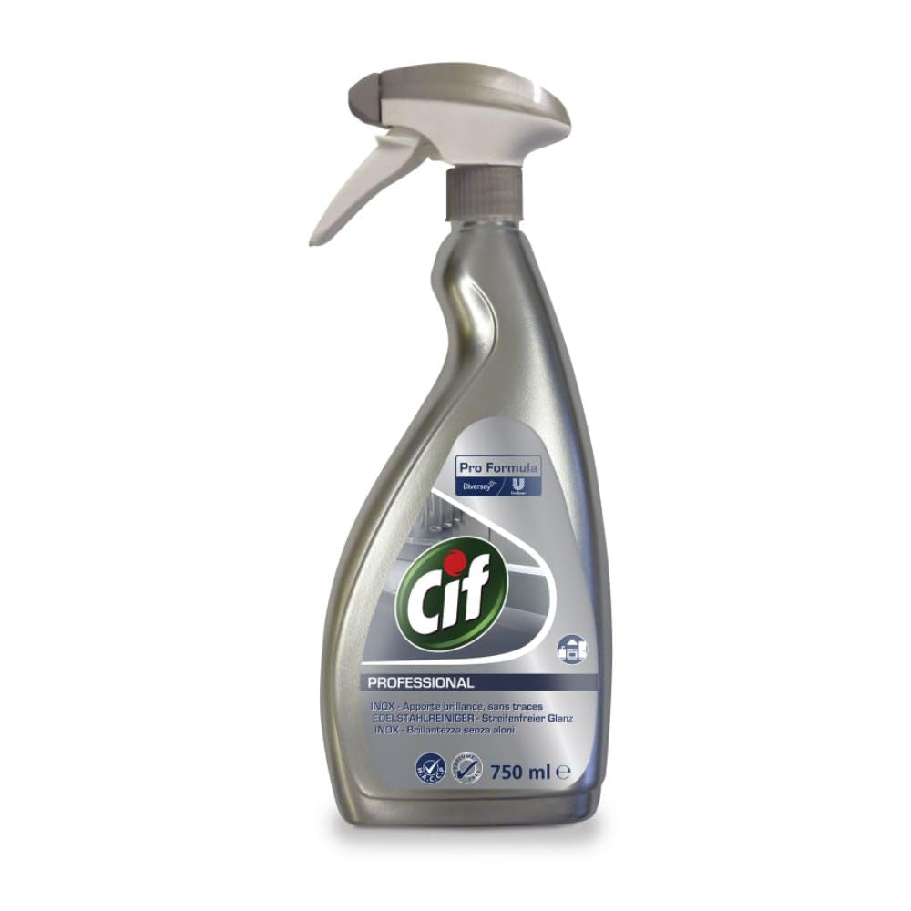 Cif Pro Formula Edelstahlreiniger für Theken und Küchen. Parfümfrei für Gastronomie und Lebensmittelbereiche, professionelle Formulierung, 750ml