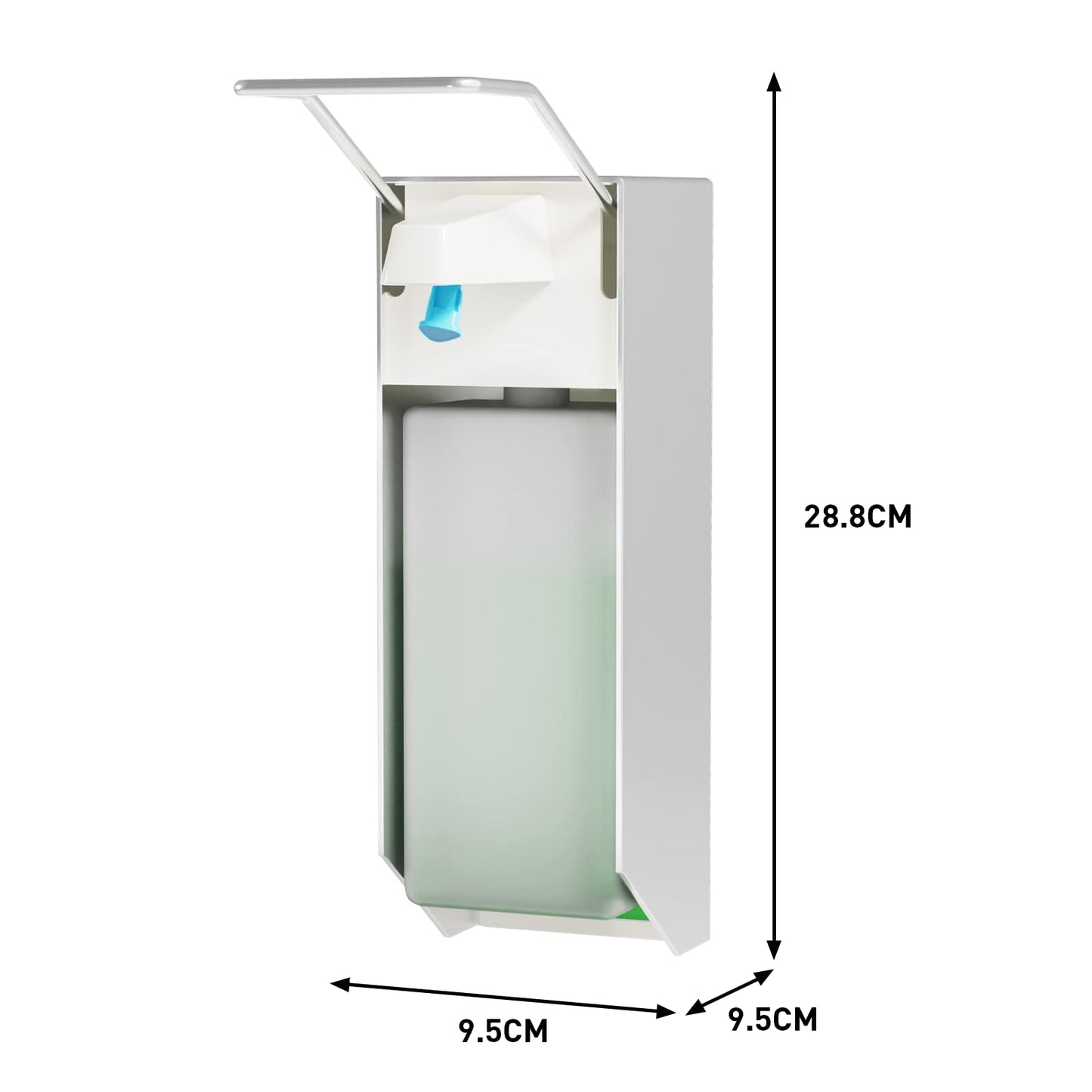 ITAX-WORLD Eurospender 1000ML 2 Packungen, Seifenspender Wandbefestigung, Seifenspender Mit Ellbogendruck Für Desinfektionsmittel Und Handseifen, Weißer Seifenspender, Aluminium