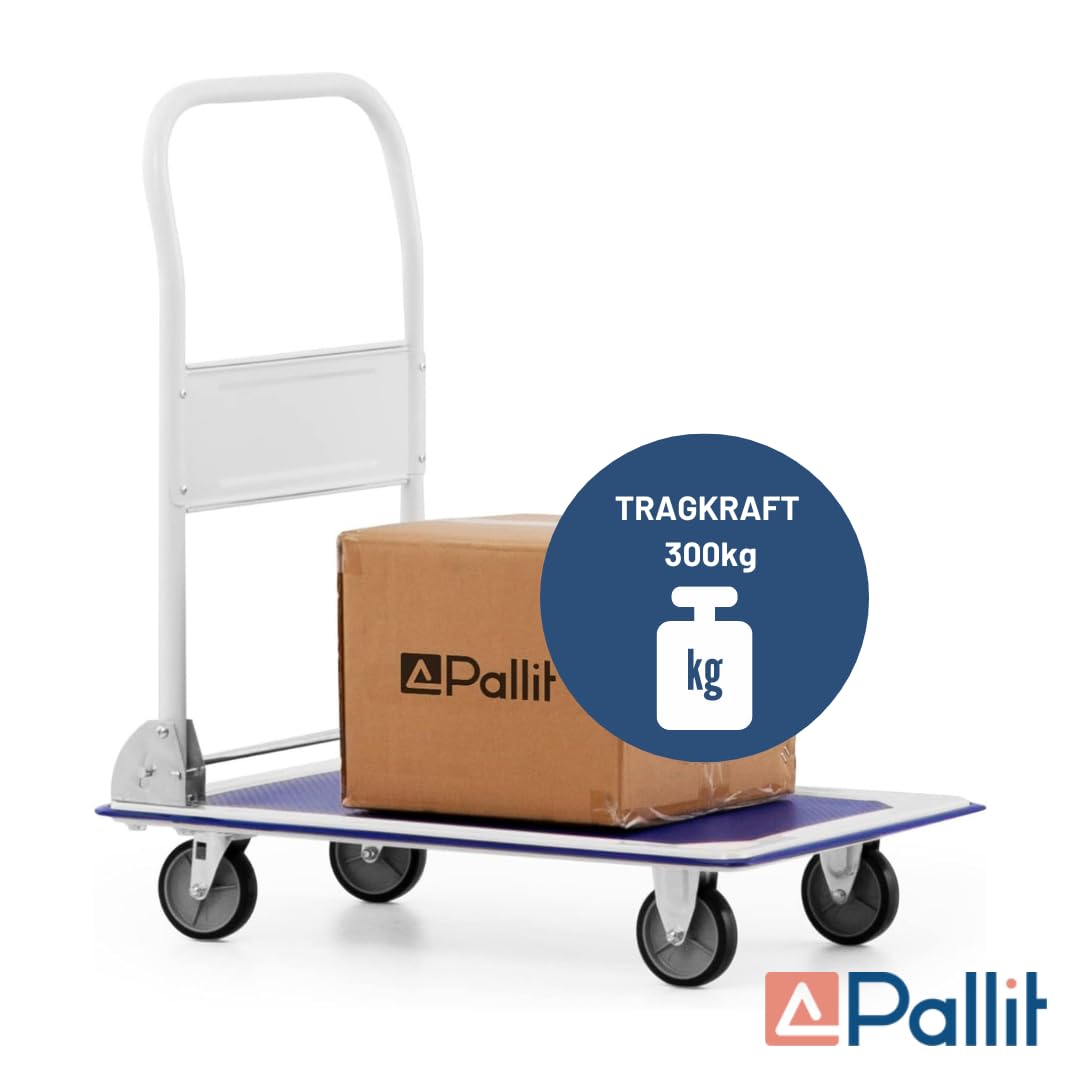 Pallit Carry-R Transportwagen klappbar 300kg Rollwagen mit lenkbarer Luftbereifung Anti-Rutsch Plattformwagen Transporthilfe Handwagen mit Feststellbremse
