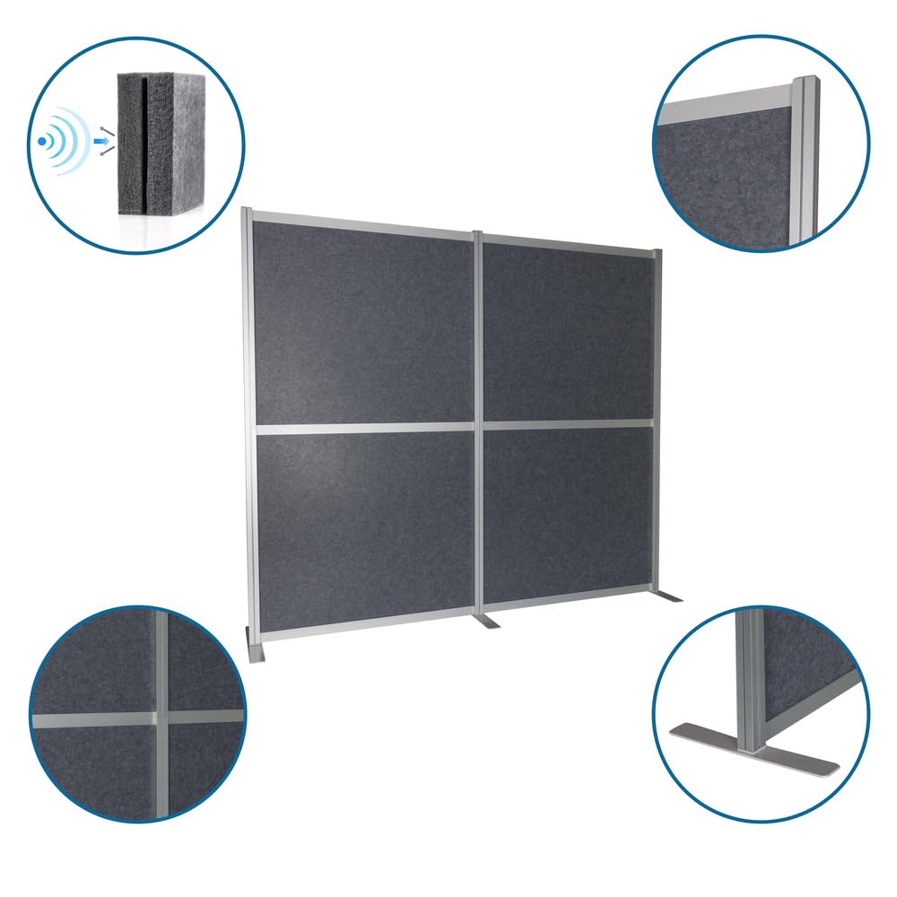 hjh OFFICE Akustiktrennwand FLEXMIUT MODUL schallabsorbierende Trennwand, freistehender Sichtschutz für Büro und Zuhause, Grau