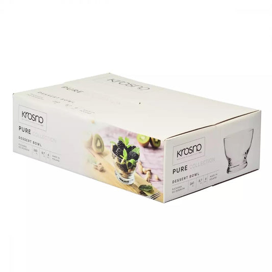 Krosno Dessertschale Pure | set von 6 | 6x 290 ML | Crystalline Glas | Perfekt für Zuhause, Restaurants und für Partys und Veranstaltungen | Spülmaschinenfest | Bleifreies Glas | Kratzfest