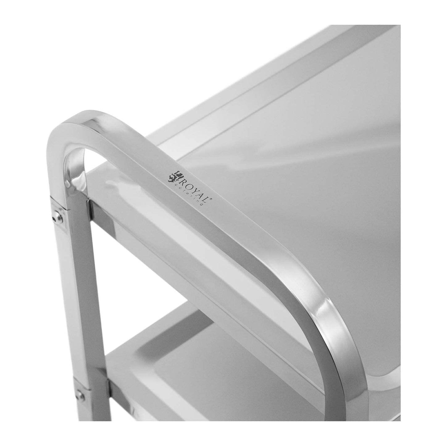 Royal Catering RCSW-111 Servierwagen 3 Borde 69 x 34 x 3 cm 81 kg Küchenwagen Edelstahl Küchenrollwagen Rollwagen Küche