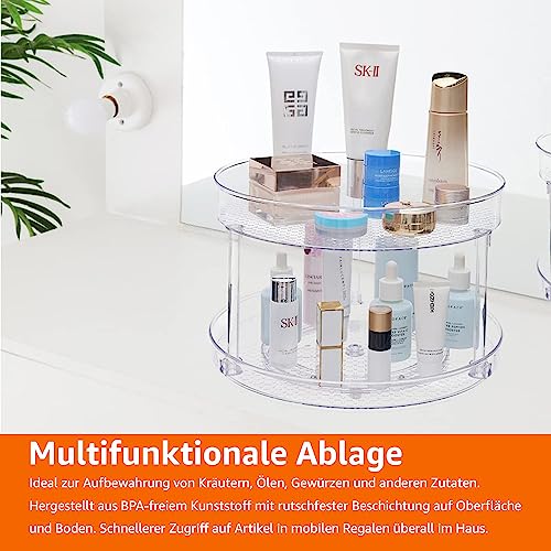 Amazon Basics Drehregal Lazy Susan, 2 Ebenen, transparent, Organizer, 30,5 cm