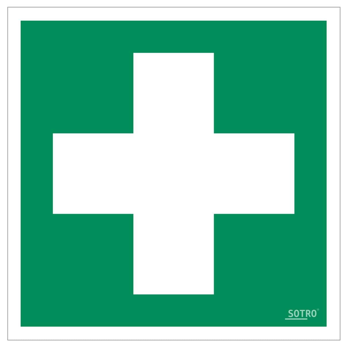 Erste Hilfe Aufkleber Sticker Zeichen Grünes Kreuz Hinweisschild, 10 St. 10x10 cm