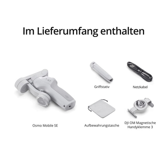 DJI OSMO Mobile SE Smartphone-Gimbal, 3-Achsen-Stabilisierung, handlich und, Android- iPhone-Gimbal mit ShotGuides, ActiveTrack 5.0, Vlog-Stabilisator, Athens Grau