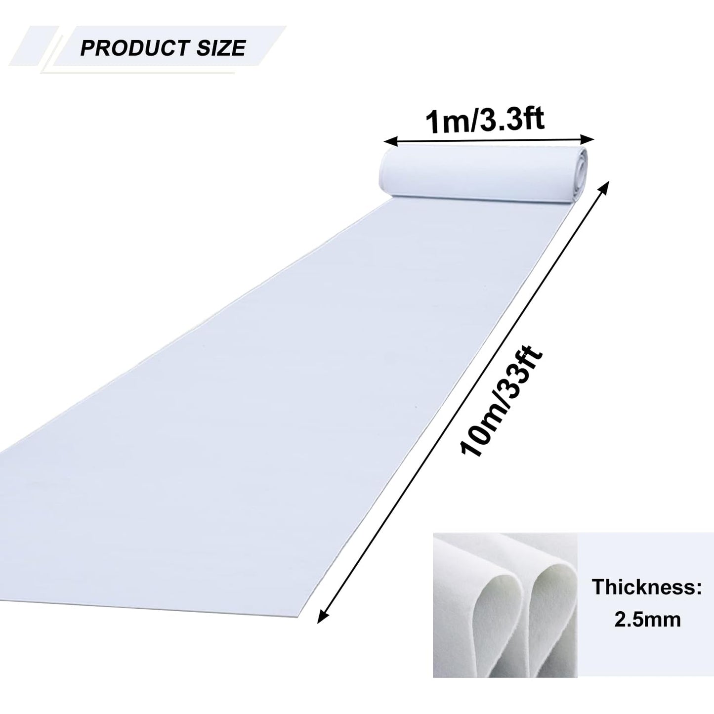 Gdmokle Weiß Hochzeitsteppich Gangläufer, 2,5mm Dicke Hochzeit Läufer Event Teppich, 1m x 10m Messeteppich Polyester-Stoff Teppich-Boden für Drinnen und Draußen