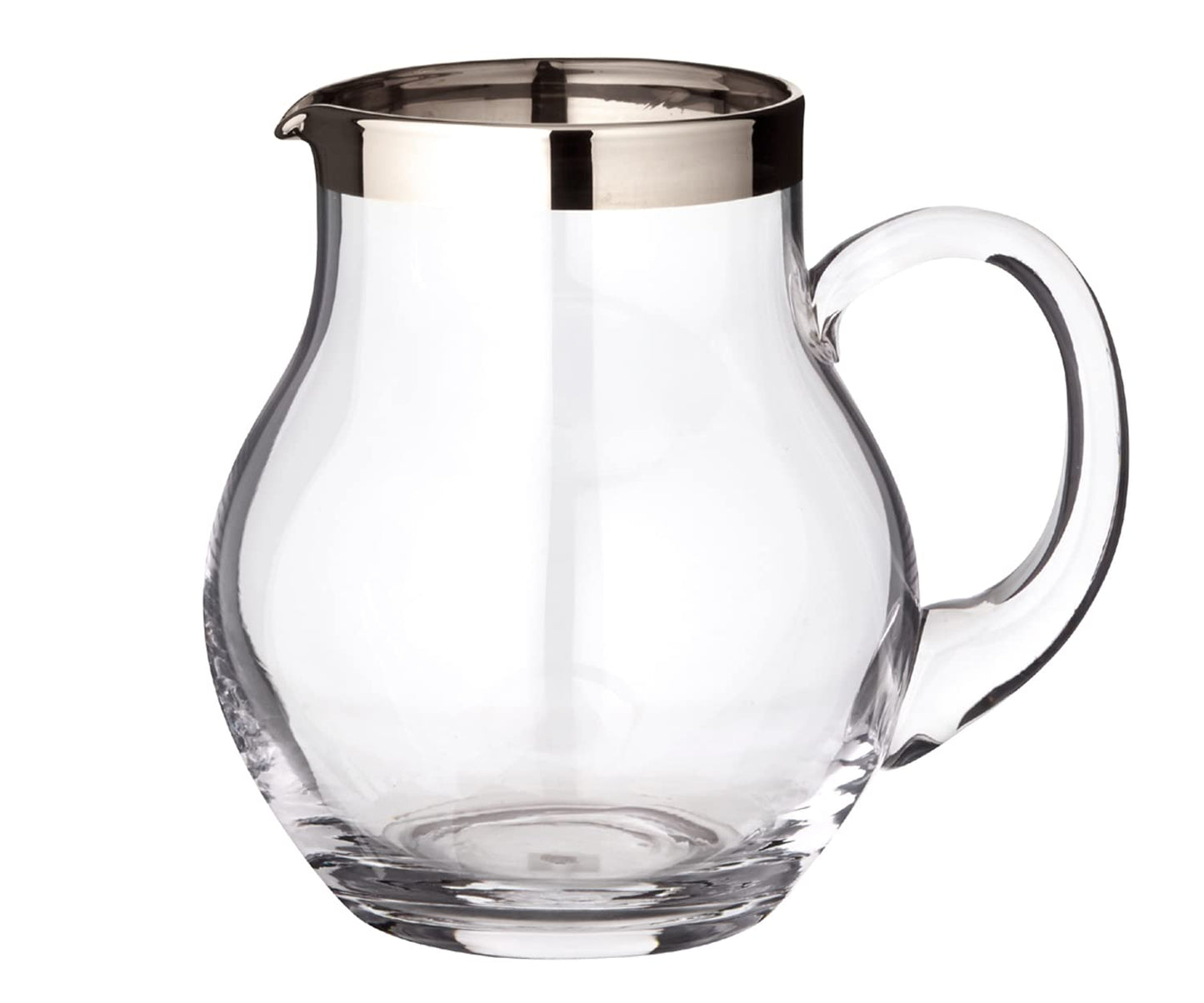 EDZARD Glaskaraffe Olivia, feiner Kristallglas Krug mit Platinrand, Füllvolumen 1,0 Liter, Höhe 16 cm
