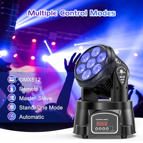 UKing 7X15W Mini Moving Head LED dmx512 RGBW Lichteffekte 5 Steuerungsmodus DJ Disco Licht mit Fernbedienung Strobe Beleuchtung Effekt für Party Disco Ballsaal Stab Stadium Club