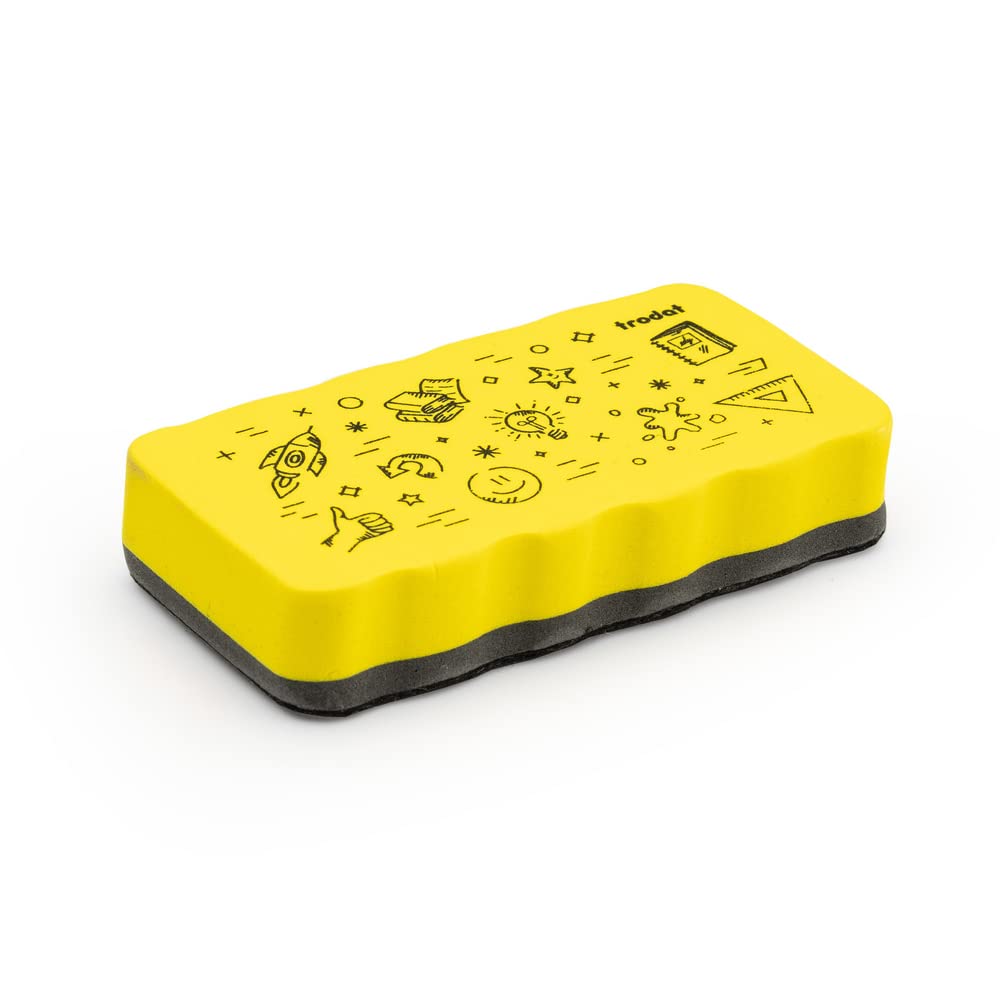 Trodat Radierschwamm für Whiteboards – magnetisch haftend, Zeichnungen von Markern und Stiften trocken abwischen – Größe 10,5 x 5,5 x 1,8 cm, Gelb