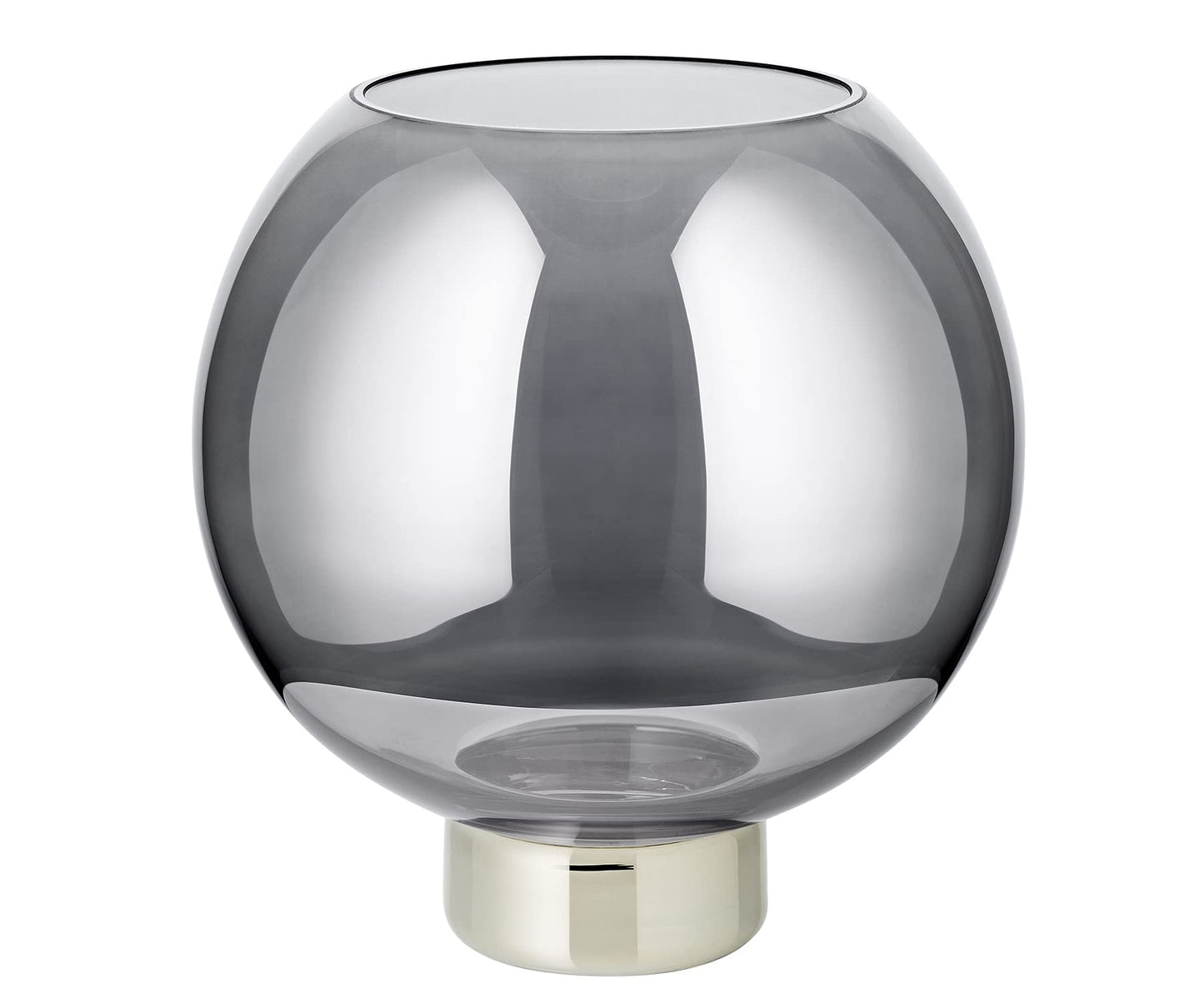 EDZARD Windlicht Jack (H 21 cm, Ø 19,5 cm), kugelförmig, Dunkles Kristallglas mit Platinrand, für Stumpenkerze