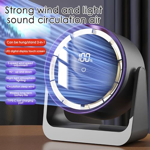Cooling Fan, Desk Fan, 5-speed Wind & 90° Personal Device For Home, Office & Kitchen, Airflow Quiet For Adjustable Tilt, Oscillation, 6.93x3.39x7.52 Inches