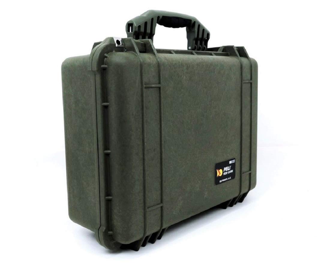 PELI 1520 Wasserdichter Schutzkoffer für Kamera, Dronen und AV Equipment, IP67 Rated, 24L Volumen, Ohne Schaumstoff, Farbe: Olivgrün