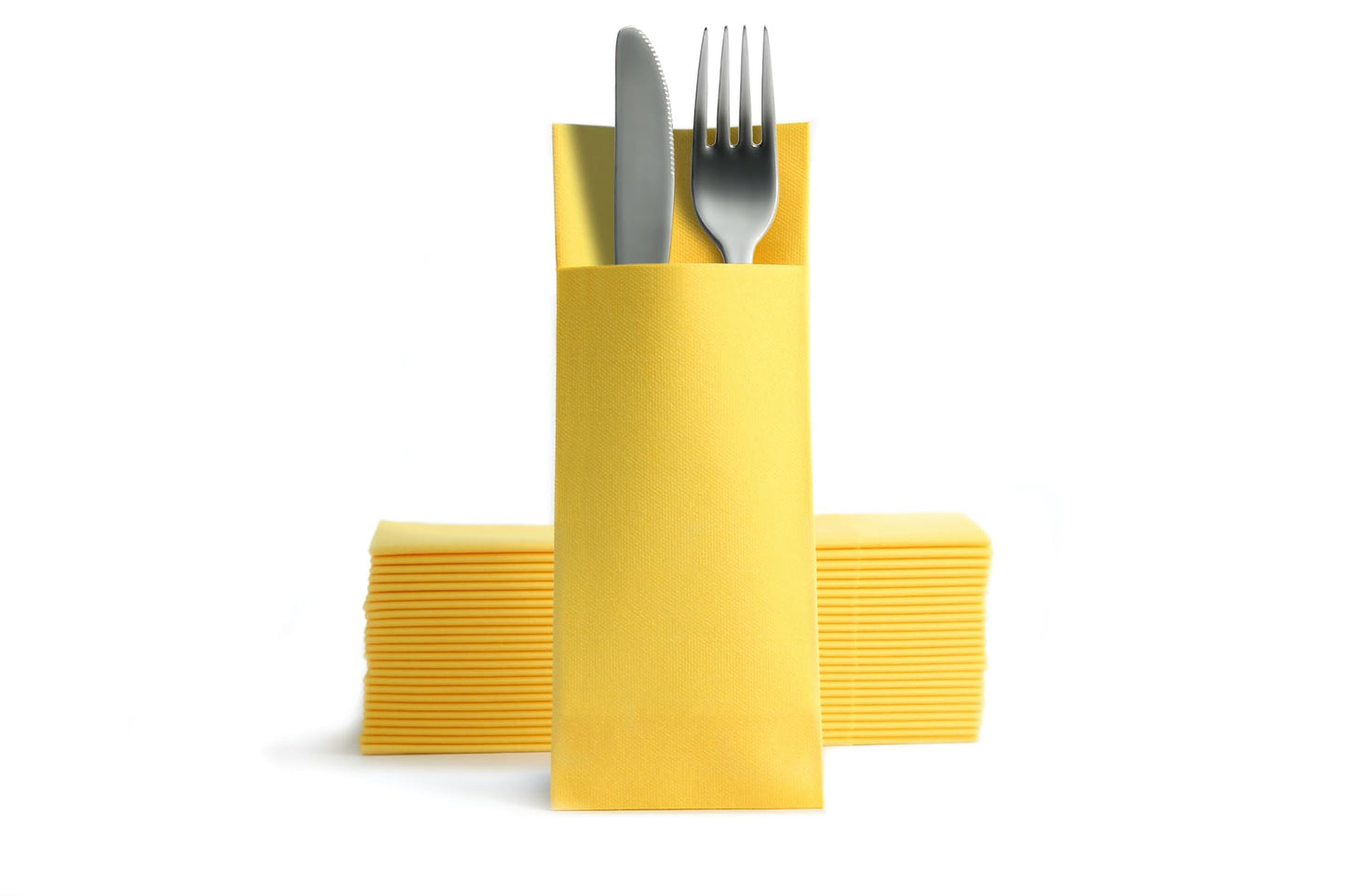 AROBA 250x Airlaid Besteckservietten (Gelb, 32x40 cm) - Hochwertige Serviettentaschen - Fertig gefaltete Bestecktaschen - Stoffähnliche Airlaidservietten