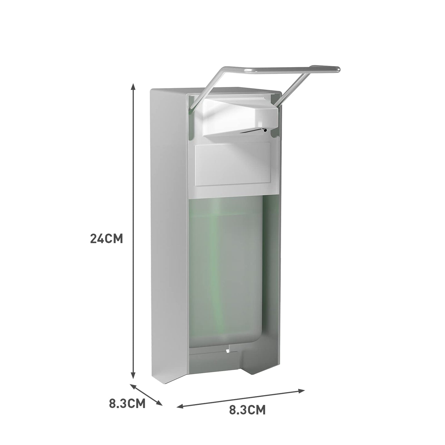HOUSEHOLD WORLD Eurospender, Seifenspender Wandbefestigung, Seifenspender Mit Ellbogendruck Für Desinfektionsmittel Und Handseifen, Weißer Seifenspender, Aluminium, 500 Ml