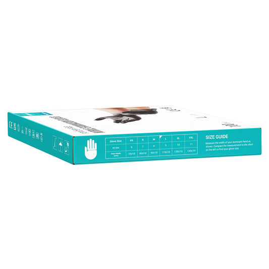 EUROPAPA 100x Nitrilhandschuhe Box Einweghandschuhe, Einmalhandschuhe, Untersuchungshandschuhe, Nitril Handschuhe, puderfrei, ohne Latex, unsteril, latexfrei, disposible gloves (L, Schwarz)