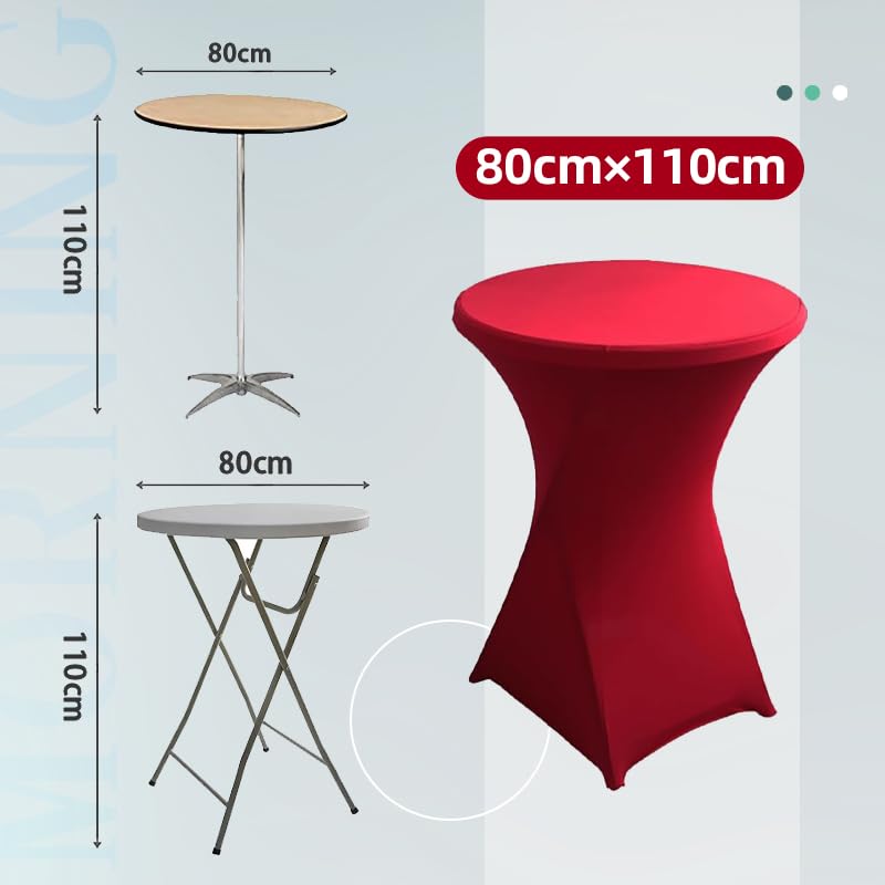 Vnituasr 10 Sets rote Cocktail Tischhussen, Barstretch-Tischhussen für Bistrotische Ø 80-85 cm, runde Tischtücher für Partys, Bankette und Stehtische (80 x 110 cm, rot)